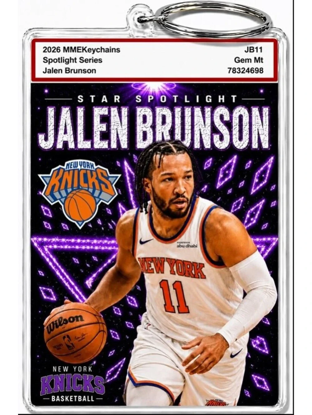 3976 Jalen Brunson Keychain Purple Spotlight Premium Keychain With Nameplate